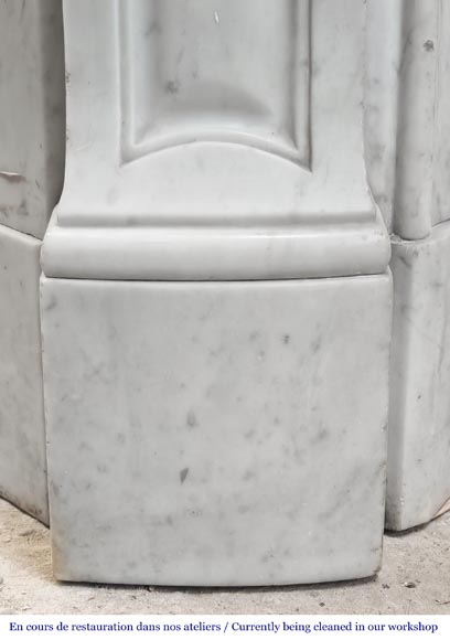 Louis XV style Carrara marble fireplace with three-shell motif-5