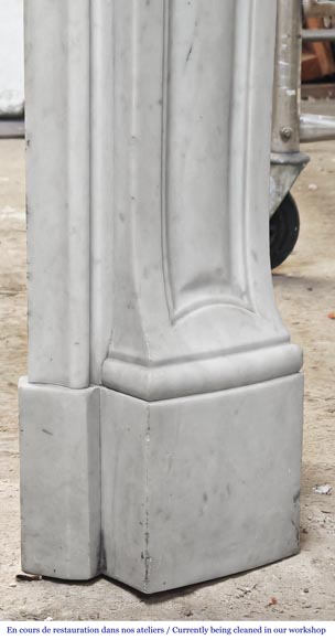 Louis XV style Carrara marble fireplace with three-shell motif-8