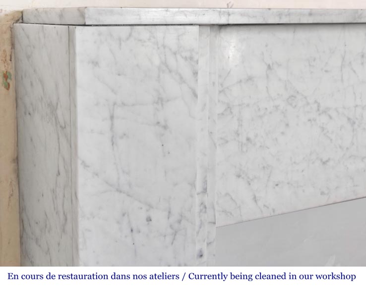 Art Deco style fireplace in veined Carrara marble Art Deco style fireplace in veined Carrara marble-3