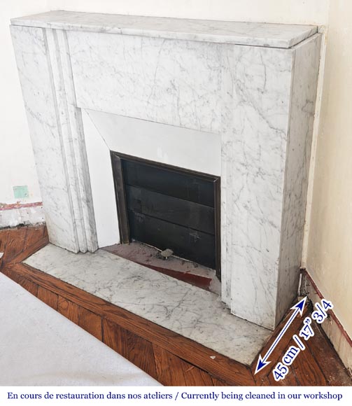 Art Deco style fireplace in veined Carrara marble Art Deco style fireplace in veined Carrara marble-5