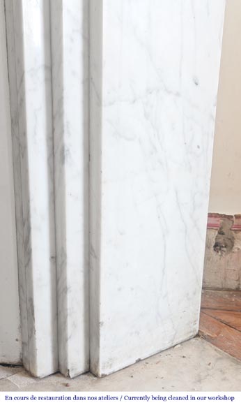 Art Deco style fireplace in veined Carrara marble Art Deco style fireplace in veined Carrara marble-7