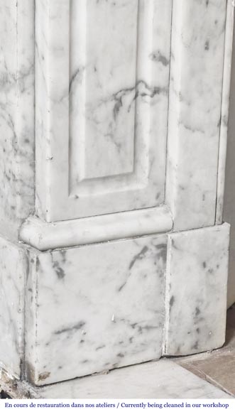 Straight-fronted Louis XV style fireplace, Pompadour type, in veined Carrara marble-4