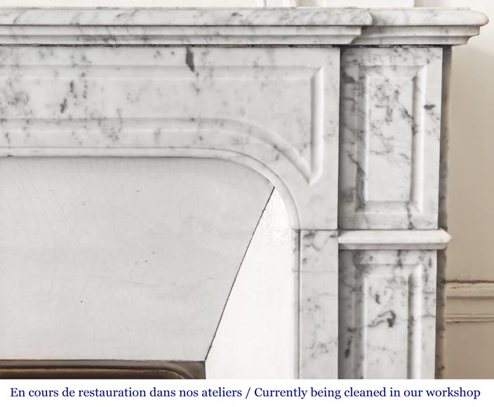 Straight-fronted Louis XV style fireplace, Pompadour type, in veined Carrara marble-6