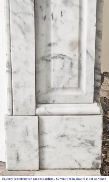 Straight-fronted Louis XV style fireplace, Pompadour type, in veined Carrara marble-7