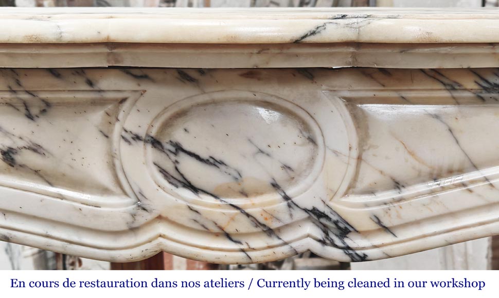 Louis XV style fireplace, Pompadour model, in Paonazzo marble Louis XV style fireplace, Pompadour model, in Paonazzo marble-1