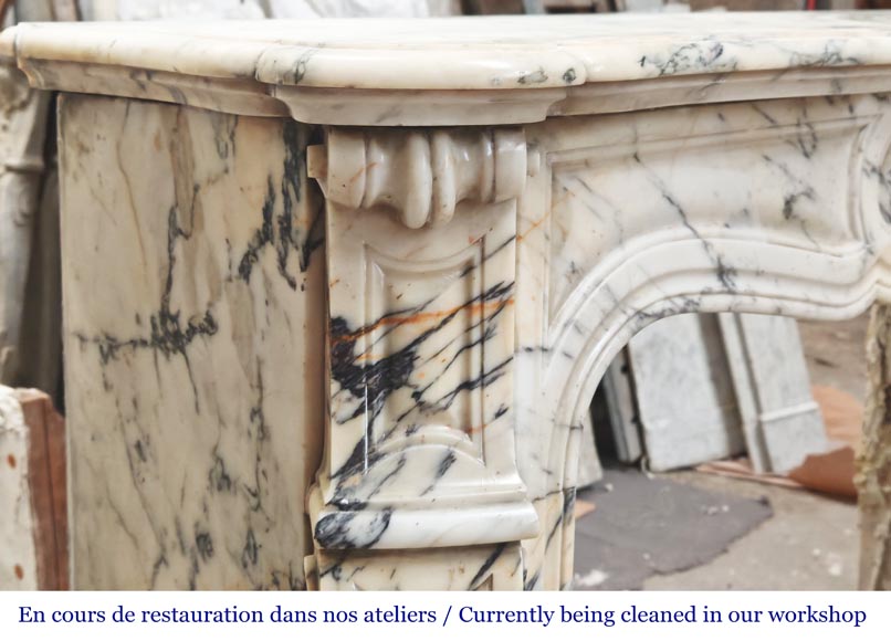 Louis XV style fireplace, Pompadour model, in Paonazzo marble Louis XV style fireplace, Pompadour model, in Paonazzo marble-3