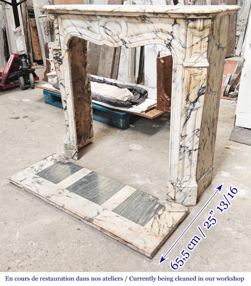 Louis XV style fireplace, Pompadour model, in Paonazzo marble Louis XV style fireplace, Pompadour model, in Paonazzo marble-5