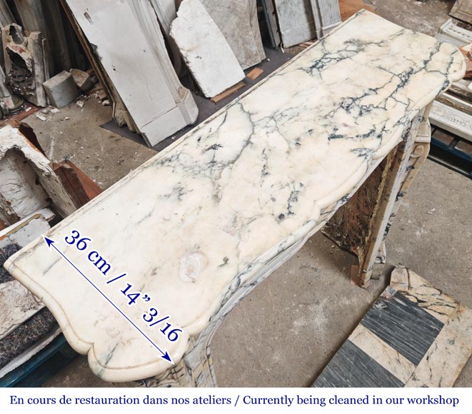 Louis XV style fireplace, Pompadour model, in Paonazzo marble Louis XV style fireplace, Pompadour model, in Paonazzo marble-9
