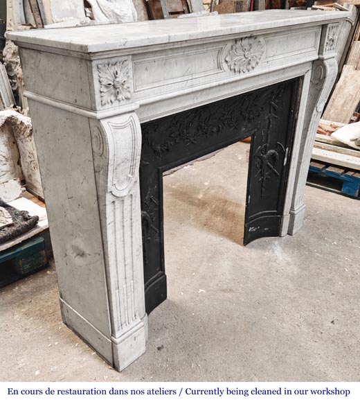 Louis XVI style Carrara marble fireplace Louis XVI style Carrara marble fireplace-2