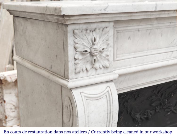 Louis XVI style Carrara marble fireplace Louis XVI style Carrara marble fireplace-3