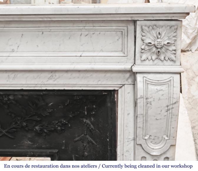 Louis XVI style Carrara marble fireplace Louis XVI style Carrara marble fireplace-6