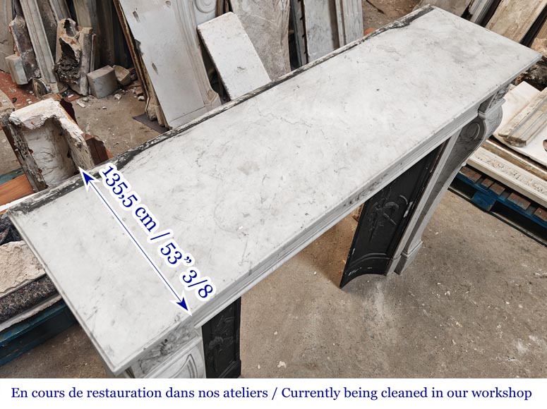 Louis XVI style Carrara marble fireplace Louis XVI style Carrara marble fireplace-9