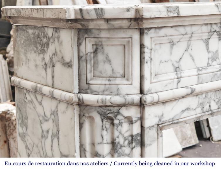 Louis XVI style fireplace in Arabescato marble with rounded corners-3