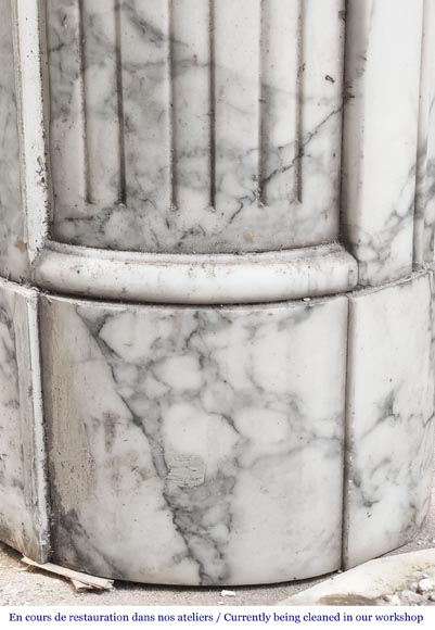 Louis XVI style fireplace in Arabescato marble with rounded corners-4