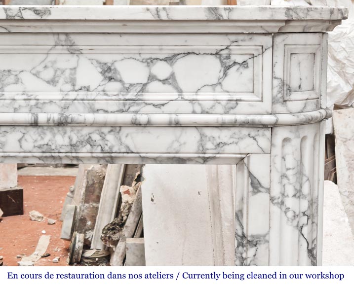 Louis XVI style fireplace in Arabescato marble with rounded corners-6