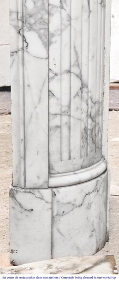 Louis XVI style fireplace in Arabescato marble with rounded corners-7
