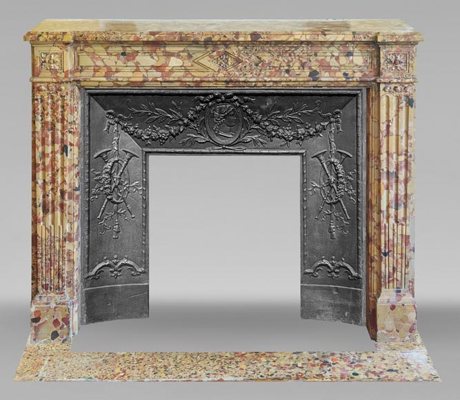 Louis XVI period fireplace in Aleppo Breccia marble Louis XVI period fireplace in Aleppo Breccia marble-0