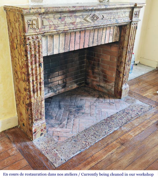 Louis XVI period fireplace in Aleppo Breccia marble Louis XVI period fireplace in Aleppo Breccia marble-2