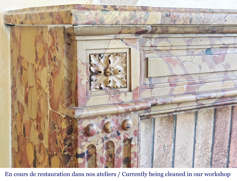 Louis XVI period fireplace in Aleppo Breccia marble Louis XVI period fireplace in Aleppo Breccia marble-3