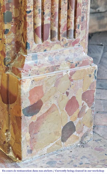 Louis XVI period fireplace in Aleppo Breccia marble Louis XVI period fireplace in Aleppo Breccia marble-4