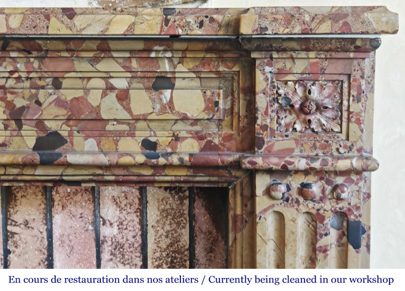 Louis XVI period fireplace in Aleppo Breccia marble Louis XVI period fireplace in Aleppo Breccia marble-6