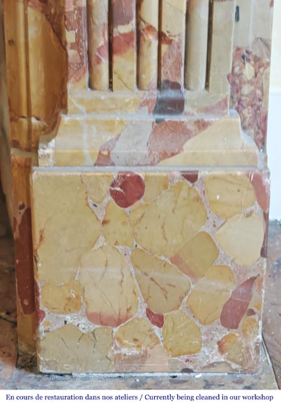 Louis XVI period fireplace in Aleppo Breccia marble Louis XVI period fireplace in Aleppo Breccia marble-7