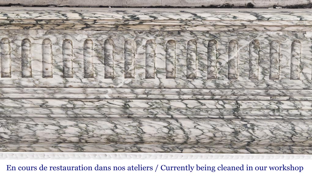 Louis XIV-style fluted fireplace in Vert d'Estour marble Louis XIV-style fluted fireplace in Vert d'Estour marble-1