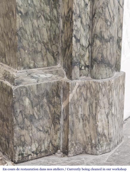 Louis XIV-style fluted fireplace in Vert d'Estour marble Louis XIV-style fluted fireplace in Vert d'Estour marble-4