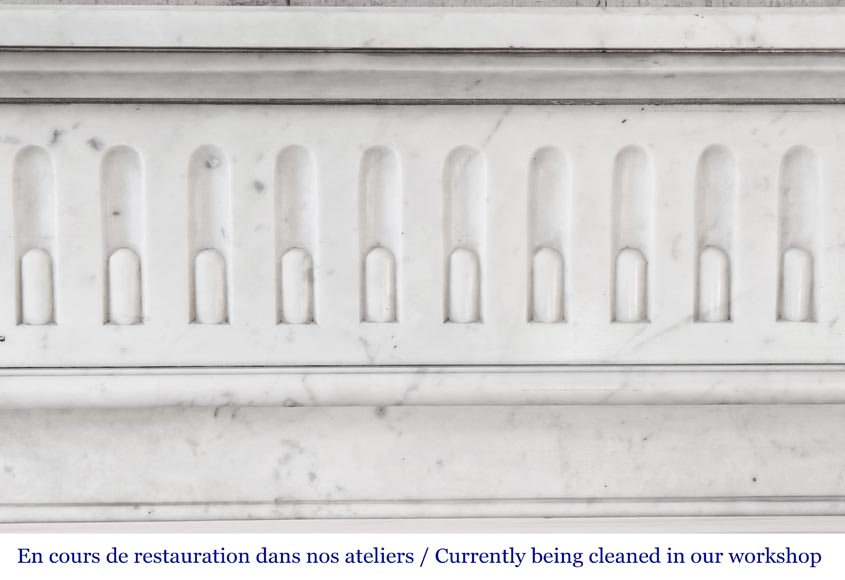 Louis XVI style Carrara marble fireplace decorated with a fluted frieze Louis XVI style Carrara marble fireplace decorated with a fluted frieze-1