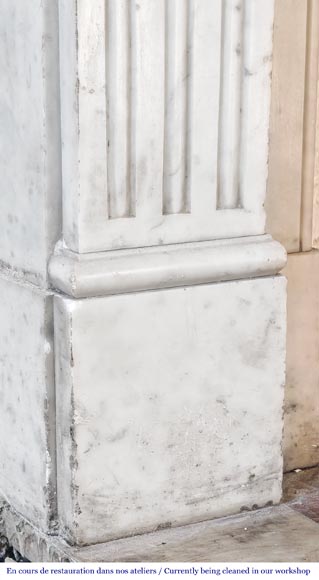 Louis XVI style Carrara marble fireplace decorated with a fluted frieze Louis XVI style Carrara marble fireplace decorated with a fluted frieze-4