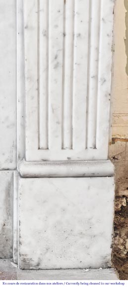 Louis XVI style Carrara marble fireplace decorated with a fluted frieze Louis XVI style Carrara marble fireplace decorated with a fluted frieze-7