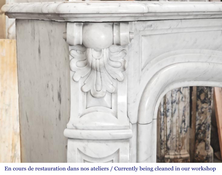 Louis XV style Carrara marble fireplace decorated with a palmette-4