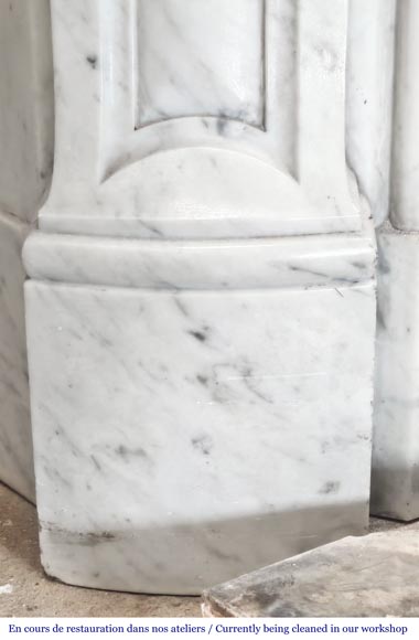 Louis XV style Carrara marble fireplace decorated with a palmette-5