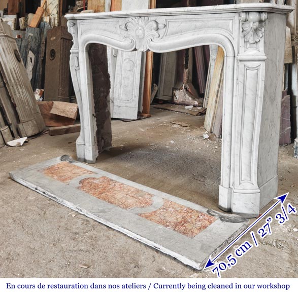 Louis XV style Carrara marble fireplace decorated with a palmette-6