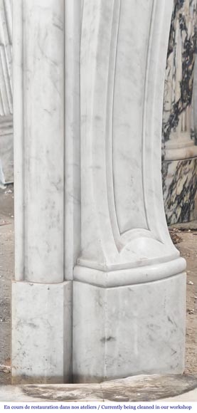 Louis XV style Carrara marble fireplace decorated with a palmette-8