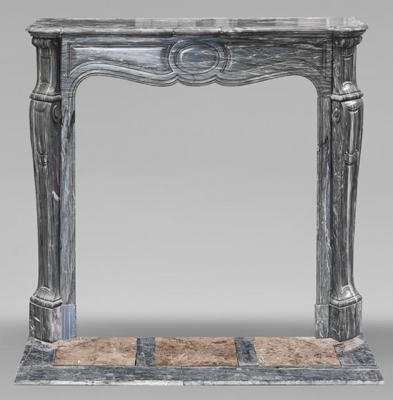 Louis XV style fireplace, Pompadour model, in Bleu Turquin marble Louis XV style fireplace, Pompadour model, in Bleu Turquin marble-0