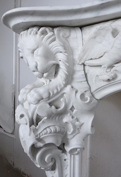 Late 18th-century Venetian fireplace in statuary marble, featuring animal ornamentation Late 18th-century Venetian fireplace in statuary marble, featuring animal ornamentation-6