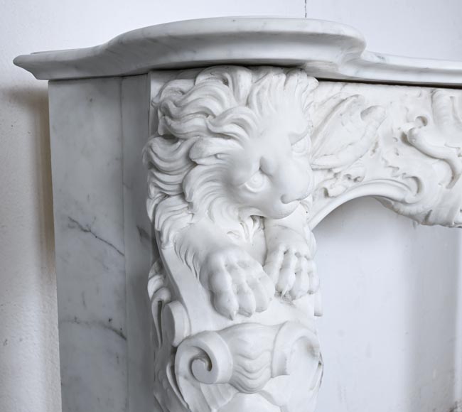 Late 18th-century Venetian fireplace in statuary marble, featuring animal ornamentation Late 18th-century Venetian fireplace in statuary marble, featuring animal ornamentation-8