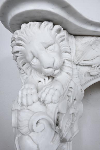 Late 18th-century Venetian fireplace in statuary marble, featuring animal ornamentation Late 18th-century Venetian fireplace in statuary marble, featuring animal ornamentation-9