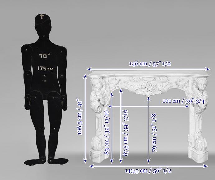 Late 18th-century Venetian fireplace in statuary marble, featuring animal ornamentation Late 18th-century Venetian fireplace in statuary marble, featuring animal ornamentation-16