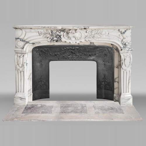 Regency-style Paonazzo marble fireplace, decorated with palm fronds