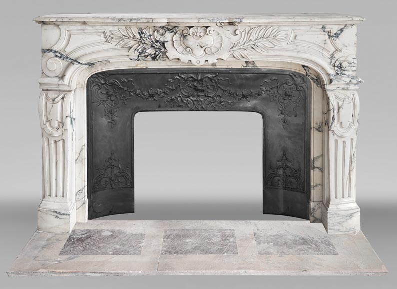 Regency-style Paonazzo marble fireplace, decorated with palm fronds Regency-style Paonazzo marble fireplace, decorated with palm fronds-0