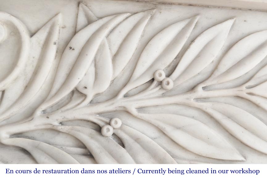 Regency-style Paonazzo marble fireplace, decorated with palm fronds Regency-style Paonazzo marble fireplace, decorated with palm fronds-4