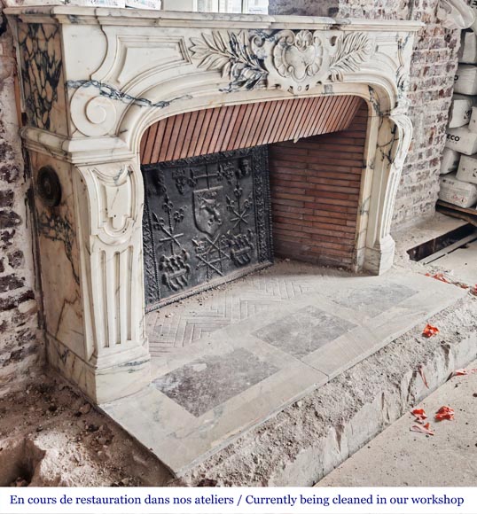 Regency-style Paonazzo marble fireplace, decorated with palm fronds Regency-style Paonazzo marble fireplace, decorated with palm fronds-5
