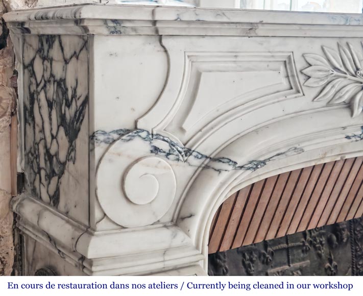 Regency-style Paonazzo marble fireplace, decorated with palm fronds Regency-style Paonazzo marble fireplace, decorated with palm fronds-6