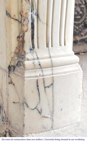 Regency-style Paonazzo marble fireplace with carved scrollwork-7