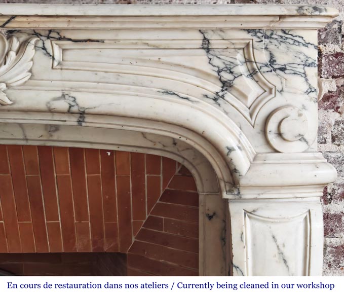 Regency-style Paonazzo marble fireplace with carved scrollwork-9