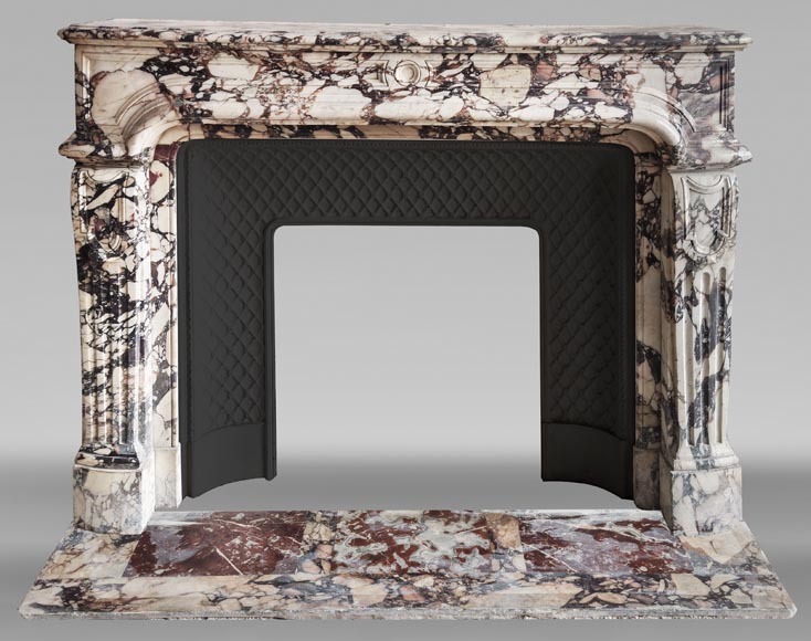 Regency-style fireplace carved in Brèche Violette marble-0