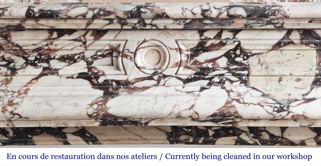 Regency-style fireplace carved in Brèche Violette marble-1