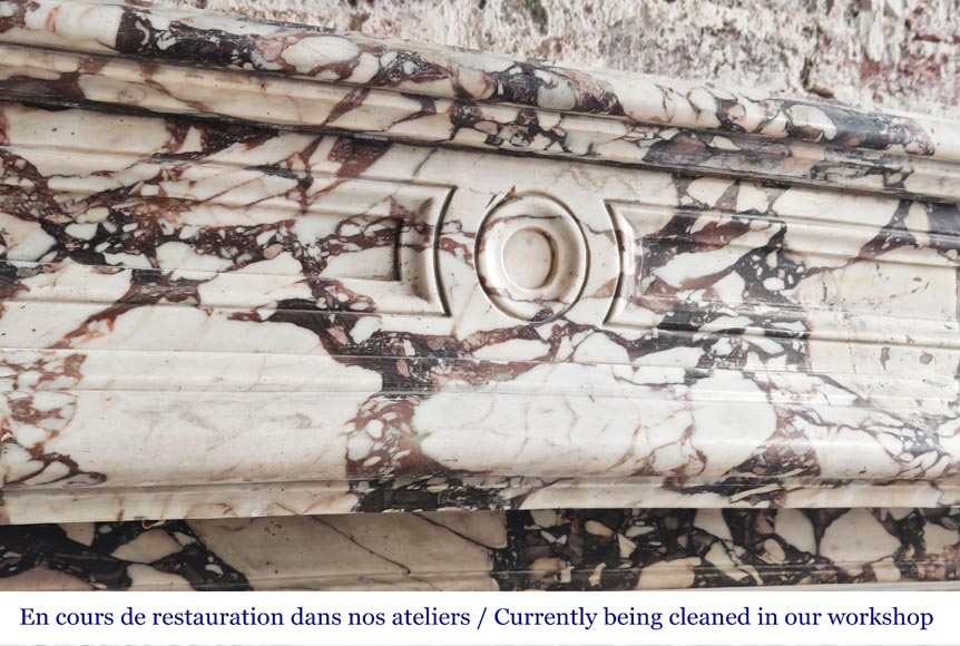 Regency-style fireplace carved in Brèche Violette marble-2